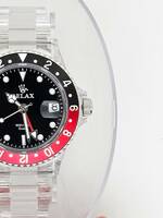 【激安1円】RELAX リラックス 王冠ロゴ 腕時計 GMT 黒/赤 24H回転ベゼル 世田谷ベース 所ジョージ 新品 GMT12