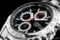 1円 セイコー 正規品 海外モデル SEIKO ブラック&ホワイト 逆輸入 1/20秒 高速 クロノグラフ 新品 腕時計