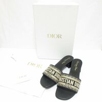 新品同様 22SS Christian Dior クリスチャンディオール DWAY エンブロイダリー ヒール ミュール サンダル サイズ37 約23.5cm ブラック