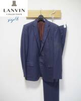 【1000円スタート！】 LANVAN スーツ サイズ48 ネイビー ランバンコレクション 2ボタンジャケット 日本製