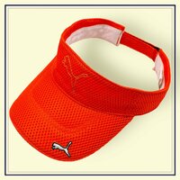PUMA プーマ ロゴ刺繍 メッシュ サンバイザー キャップ 帽子 56~59cm/蛍光オレンジ/ゴルフ