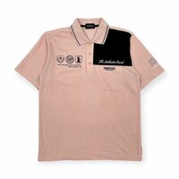 豪華デザイン◆SIMPSON シンプソン ロゴ刺繍&プリント 鹿の子 半袖 ポロシャツ サイズ L / ピンク系 メンズ