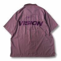 《良品◎》VISION STREET WEAR ヴィジョンストリートウェア★ビッグロゴ*バッグデザイン*オープンカラーシャツ*パープル*L(MS2794)◆S60