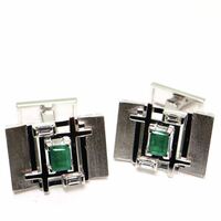 豪華!!TASAKI(田崎真珠)ソ付き!!《Pt900天然ダイヤモンド/天然エメラルドカフス》M 約29.3g 0.51ct diamond emerald jewelry FB5/FB5