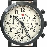 新品 A.R.P. エーアールピー 腕時計 ARP211-BCLBR クオーツ アナログ ラウンド アイボリー 5気圧防水 クロノグラフ おしゃれ 動作確認済み.