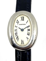 【即決】 Cartier カルティエ ミニベニュワール WG 革 ホワイトゴールド W1518956 アイボリー文字盤 レディースウォッチ 女性用腕時計 