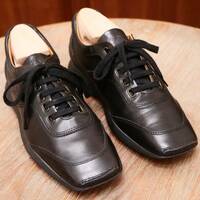 良品◎【HOGAN】ホーガン レザースニーカー ブラック EU37 23.5cm レディース マニッシュ 革靴