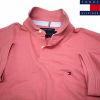 新品 トミーヒルフィガー 刺繍ロゴ ストレッチ ポロシャツ(XL) ピンク系 ゴルフにも！TOMMY HILFIGER USAモデル /aa123