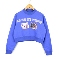ミルク MILK LAND BY MEOW SWEATS 猫 キャット プリント 刺繍 スウェット トレーナー60234205 紫 パープル レディース