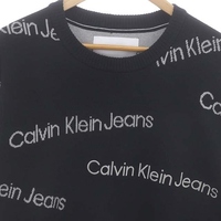Calvin Klein Jeans A - INSTIT AOP SWEATER プルオーバー ニット セーター 長袖 ロゴ クルーネック ウール混 M 黒 ブラック