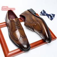 在庫処分◆レザーシューズ メンズ ビジネスシューズ 本革 ウイングチップ 革靴 紳士靴 高級 フォーマル 通勤 24cm~27.5cm選択 ブラウン