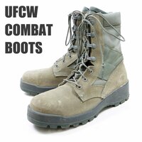 6-1/2W USA製 実物 米軍 UFCW スチールトゥ コンバット ブーツ　サービスシューズ　靴　編み上げブーツ　レザー　24.4.16/P691
