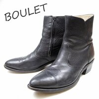 12E表記　30cm相当　Boulet　ブーレイ　ウエスタンブーツ　ショート　革靴　ブラック　黒　カナダ製　レザーブーツ　24.4.27/P806
