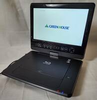 GREEN HOUSE 10.1型 ワイド 液晶搭載 ポータブル ブルーレイ ディスクプレーヤー ブラック GH-PBD100K BD DVD CD シガーソケット