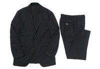 美品 LARDINI ラルディーニ easy wear パッカブル トラベル スーツ セットアップ ストレッチウール ブラック 黒無地 メンズ 46