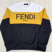 美品 フェンディ【大人気モデル】FENDI スウェット トレーナー トップス ビックロゴ マルチカラー メンズ サイズS