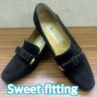 靴 ◆ Sweet fitting ◆ パンプス 24.5cmEE 黒 BLACK ◆ レディース シューズ