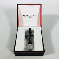 MONDAINE モンディーン 30301 クォーツ 腕時計 レザーベルト ブラック × ホワイト