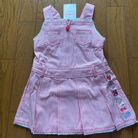 SALE 新品　マッカ　ジャンバースカート　100 ピンクストライプ ミキハウス キッズ ワンピース 女の子 