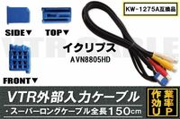 KW-1275A 同等品 VTR外部入力ケーブル イクリプス ECLIPSE AVN8805HD 対応 アダプター ビデオ接続コード 全長150cm カーナビ 映像 音声