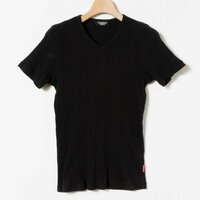 メール便◯ TORNADO MART トルネードマート VネックTシャツ リブTシャツ 半袖Tシャツ ブラック 黒 綿100％ コットン シンプル 夏 着まわし
