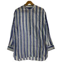 MACPHEE マカフィー リネン100％ ストライプ 長袖シャツ size36/白×青 メンズ