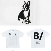 SOCCER JUNKY/サッカージャンキー×B/(ビースラッシュ) コラボ ポロシャツ ツキミソウ犬+1 半袖 ホワイト Lサイズ ボーラー、フットサル