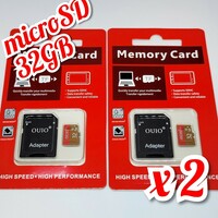 【送料無料】2枚セット マイクロSDカード 32GB 2枚 class10 2個 高速 microSD microSDHC マイクロSD OUIO 32GB RED-GOLD 
