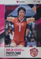 女子バレーボール 　白垣里紗　　フォトカード 　Vリーグ トレーディングカード 2015-16　NECレッドロケッツ 