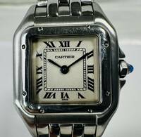  ◇ Cartier カルティエ パンテール 1320 クォーツ 2針 アイボリー文字盤 シルバー レディース 腕時計/263560/416-32