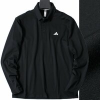 新品 アディダス ゴルフ 隠しボタンダウン 裏起毛 長袖 ポロシャツ XL 黒 adidas GOLF シャツ メンズ ウェア スポーツ ブラック ◆CS2095C