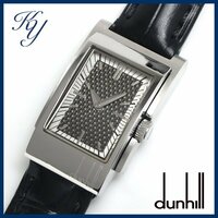 1円～ 3ヶ月保証付き 磨き済み 美品 本物 人気 DUNHILL ダンヒル ウェイファー 8035 革ベルト ブラック レディース 時計