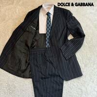 ドルチェ＆ガッバーナ DOLCE&GABBANA スーツ セットアップ ジャケッ ト紺ネイビー 黒タグ XL相当