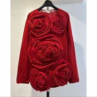 2015SS コムデギャルソン　立体薔薇付き　ニット　長袖 バラ　ウール　Sサイズ　セーター