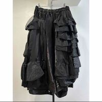 2021AW コムデギャルソン　フリル装飾　ワイドパンツ　キュロット　ボトムス Sサイズ　黒 スカート COMME des GARCONS ポリエステル　