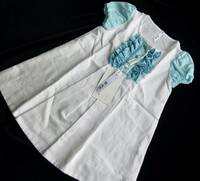 al-ice イタリア製 ベビー服 子供服 ワンピース白/水色 高品質綿100％ 夏物 1歳児/12ヶ月 新品未使用タグ付き 定価1万円のお品です