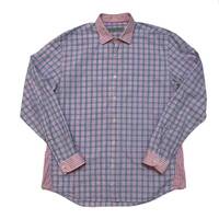 【 ETRO 】 希少 イタリア 製 チェック 柄 クレリック シャツ 43 L ビッグ サイズ ピンク l/s shirt エトロ