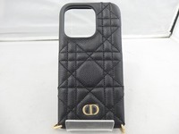 クリスチャン・ディオール Christian Dior Dior Caro iPhone 14Pro チェーン付 黒 ブラック S5178UWHC_M900