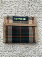 KAWASAKI（カワサキ） 布財布（二つ折り）3 ミニウォレット　ブラウン／ブルー・チェック　新品