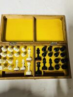 【カ0408-19】1円スタート☆ チェス 木製 レトロ ボードゲーム 木箱 チェスボードゲーム