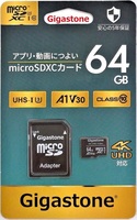 64GB microSDXCカード Gigastone UHD対応 microSDカード 64GB フルHD対応 ギガストーンJMX-64GV3A1 SDアダプタ付 カメラ/スマホ/SWITCH