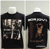 80年代バンド　ボンジョビ　BON JOVI L バンドTシャツ　ロックTシャツ