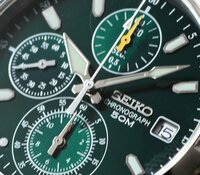 セイコー新品1円 逆輸入 エメラルドグリーン メーカー正規1年保証 50m防水 1/20秒クロノグラフ 腕時計 未使用 SEIKO メンズ