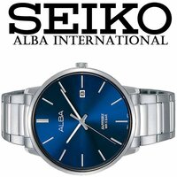 新品1円 逆輸入セイコーALBA サファイアガラス風防 深みあるダークブルーメタリック 50m防水 メンズ 激レア日本未発売 アルバ SEIKO 腕時計