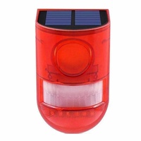 人感センサー　防犯アラーム LED付 ソーラー充電 LED警告灯 赤色灯　警報機 110db ブザー音 警告アラーム IP65防水 tecc-keiararm