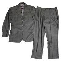 ブルックスブラザーズ ウール スーツ ウィンドペンチェック ジャケット 肩パット パンツ チャコールグレー系 メンズ 37SHT/31W SM スーツ