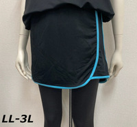 即決新品 レディース スポーツスカート ランニングスカート LL-3L ブラック×ブルー 送料無料