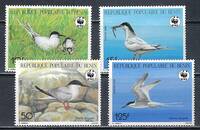 ベナン 1989年 #657-60(NH) WWF 鳥(Roseate tern) / Cat.Val.$14.00-