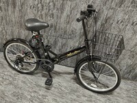 【新品訳ありアウトレット品】20インチ折り畳み自転車SHIMANO外装6段変速　ブラック【SK92568】