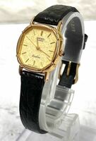 SEIKO セイコー QZ 7321-5030 エクセリーヌ 10K ゴールドカラー文字盤 スクエア レディース腕時計 fah 4A969